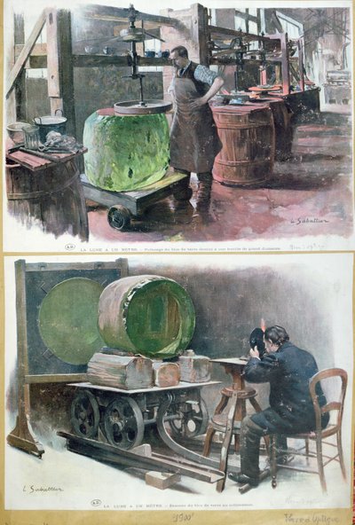 Fabricage van glas voor een optische lens, 1900 door Louis Remy Sabattier